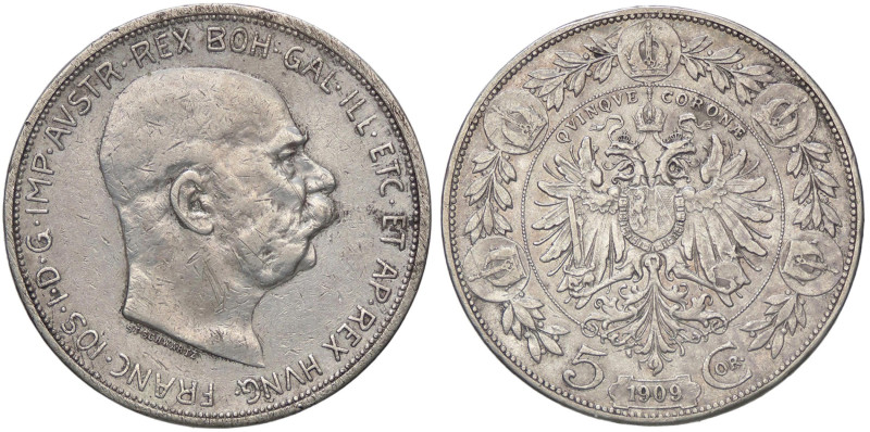 ESTERE - AUSTRIA - Francesco Giuseppe (1848-1916) - 5 Corone 1909 - Testa grande...