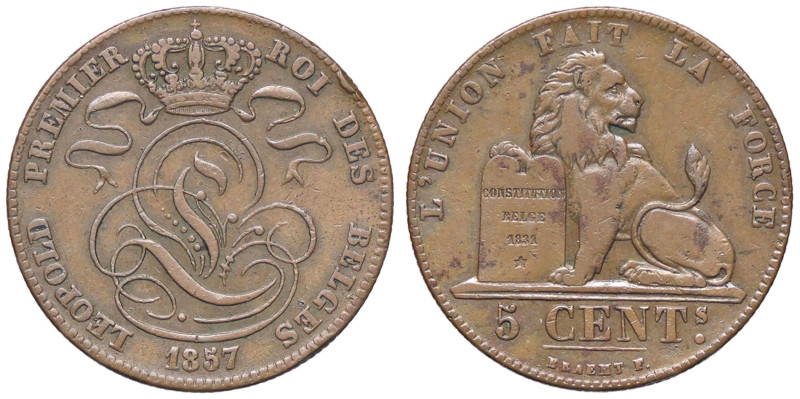 ESTERE - BELGIO - Leopoldo I (1831-1865) - 5 Centimes 1857 Kr. 5.1 CU

Status:...