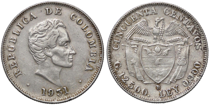 ESTERE - COLOMBIA - Repubblica - 50 Centavos 1931 Kr. 193.1 AG Colpetto

Statu...