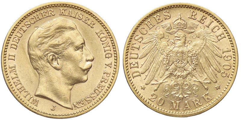 ESTERE - GERMANIA - PRUSSIA - Guglielmo II (1888-1918) - 20 Marchi 1905 J Kr. 52...