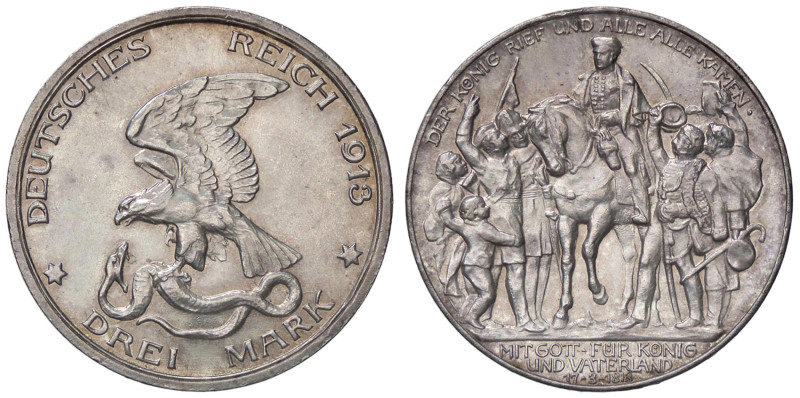 ESTERE - GERMANIA - PRUSSIA - Guglielmo II (1888-1918) - 3 Marchi 1913 A - 100 a...