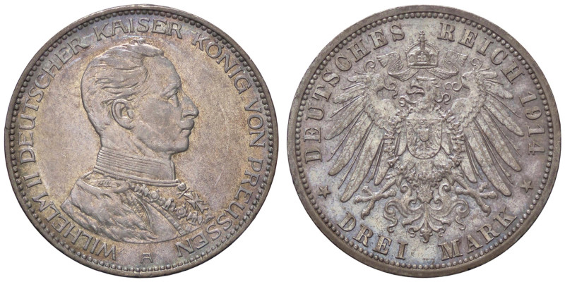 ESTERE - GERMANIA - PRUSSIA - Guglielmo II (1888-1918) - 3 Marchi 1914 A Kr. 538...