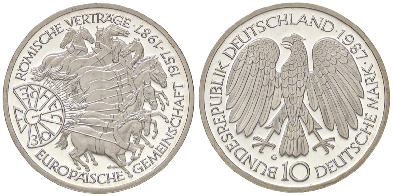 ESTERE - GERMANIA - Repubblica Federale (1949) - 10 Marchi 1987 G - Europa Unita...