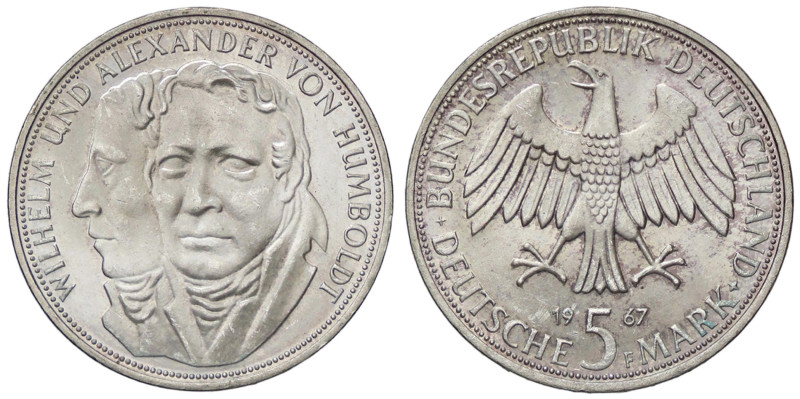 ESTERE - GERMANIA - Repubblica Federale (1949) - 5 Marchi 1967 F - Guglielmo e A...