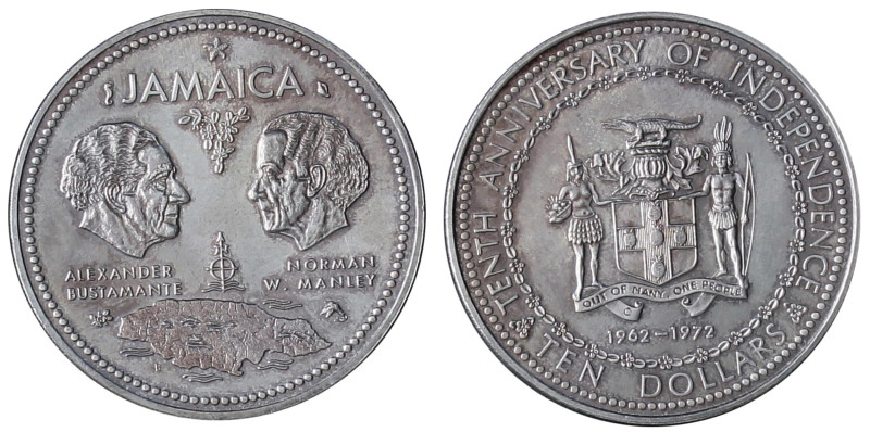 ESTERE - GIAMAICA - Elisabetta II (1952-2022) - 10 Dollari 1972 - 10° Anniversar...