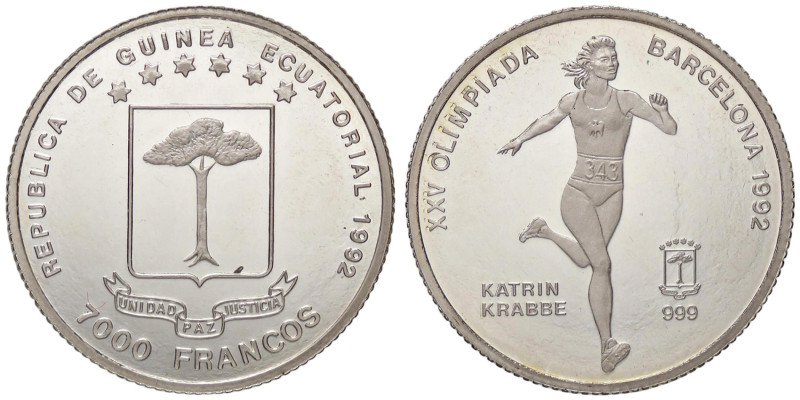 ESTERE - GUINEA EQUATORIALE - Repubblica - 7.000 Franchi 1992 Kr. 80 AG Qualche ...