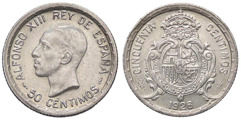 ESTERE - SPAGNA - Alfonso XIII (1886-1931) - 50 Centimos 1926 Kr. 741 AG

Stat...