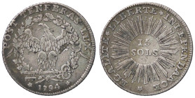 ESTERE - SVIZZERA - GINEVRA - 15 Sols 1794 Kr. 97 AG Sfogliatura vicino l'aquila

Status: BB

 Sfogliatura vicino l'aquila