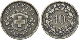 ESTERE - SVIZZERA - Confederazione - 10 Rappen 1871 B Kr. 6 NC MI

Status: BB