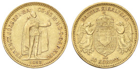 ESTERE - UNGHERIA - Francesco Giuseppe (1848-1916) - 10 Corone 1893 Kr. 485 (AU g. 3,37)

Status: qBB/BB