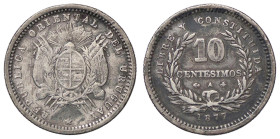 ESTERE - URUGUAY - Repubblica (1830) - 10 Centesimos 1877 Kr. 14 AG

Status: BB+