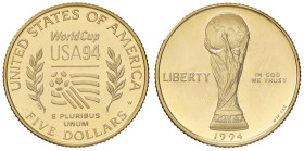 ESTERE - U.S.A. - 5 Dollari 1994 - Mondiali di calcio Kr. 248 (AU g. 8,35)

Status: FS