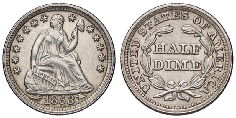 ESTERE - U.S.A. - Mezzo Dime 1853 Kr. 76 AG

Status: qSPL