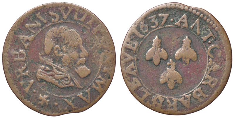 ZECCHE ITALIANE - AVIGNONE - Urbano VIII (1623-1644) - Doppio tornese 1637 Ser. ...