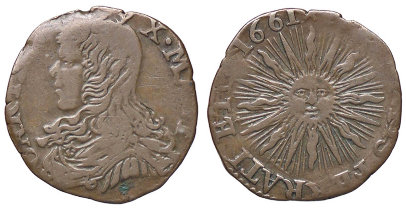 ZECCHE ITALIANE - CASALE - Carlo II Gonzaga (1647-1665) - Soldo 1661 CNI 10/13; ...