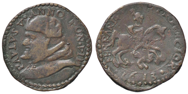 ZECCHE ITALIANE - FERRARA - Paolo V (1605-1621) - Quattrino 1613 A. VIII (CU g. ...