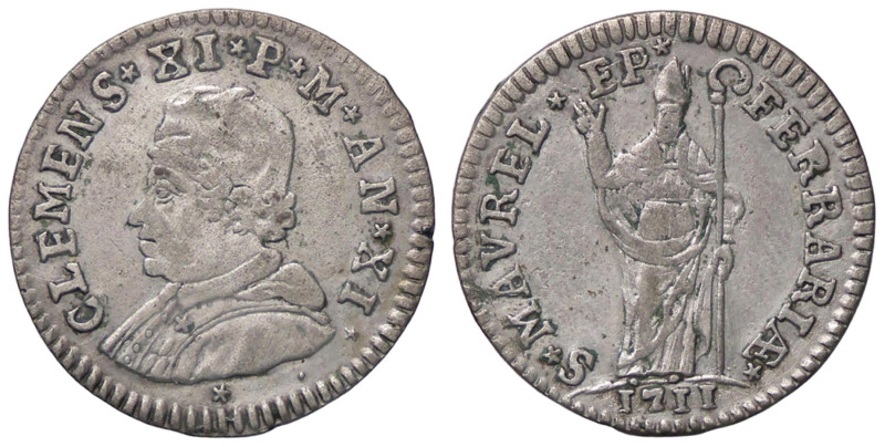 ZECCHE ITALIANE - FERRARA - Clemente XI (1700-1721) - Muraiola da 4 baiocchi 171...