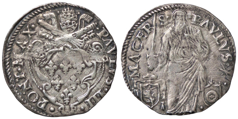 ZECCHE ITALIANE - MACERATA - Paolo III (1534-1549) - Giulio R (AG g. 3,13) Lieve...