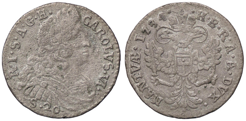 ZECCHE ITALIANE - MANTOVA - Carlo VI d'Asburgo (1707-1740) - Lira 1734 CNI 31/33...