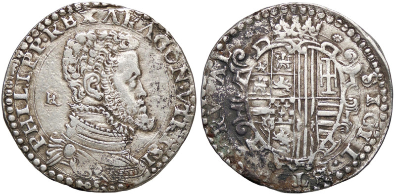 ZECCHE ITALIANE - NAPOLI - Filippo II (1554-1598) - Mezzo ducato P.R. 15; MIR 17...