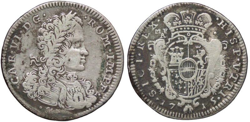 ZECCHE ITALIANE - NAPOLI - Carlo VI d'Asburgo (1707-1734) - Tarì 1715 P.R. 13a; ...