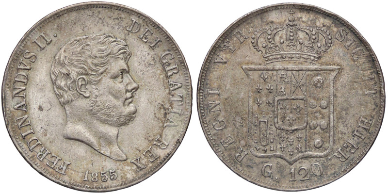 ZECCHE ITALIANE - NAPOLI - Ferdinando II di Borbone (1830-1859) - Piastra 1855 P...