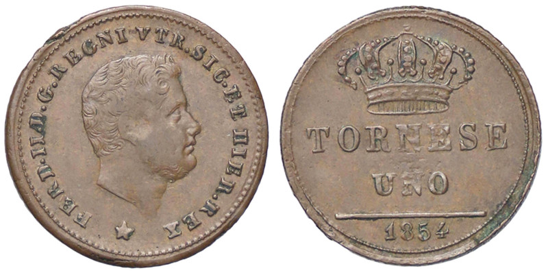 ZECCHE ITALIANE - NAPOLI - Ferdinando II di Borbone (1830-1859) - Tornese 1854 P...