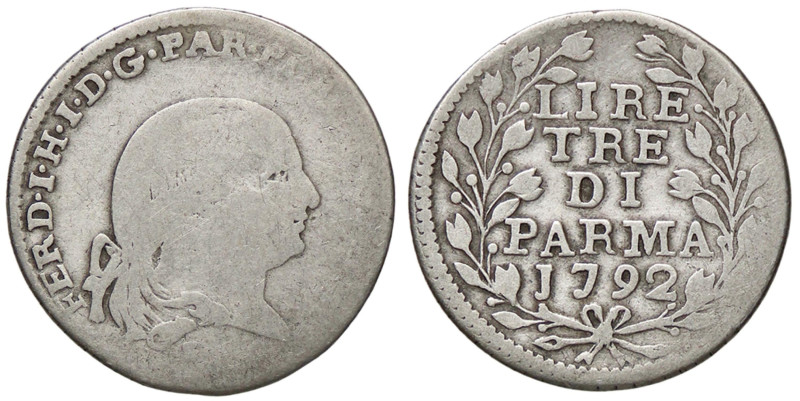 ZECCHE ITALIANE - PARMA - Ferdinando di Borbone (1765-1802) - 3 Lire 1792 CNI 12...