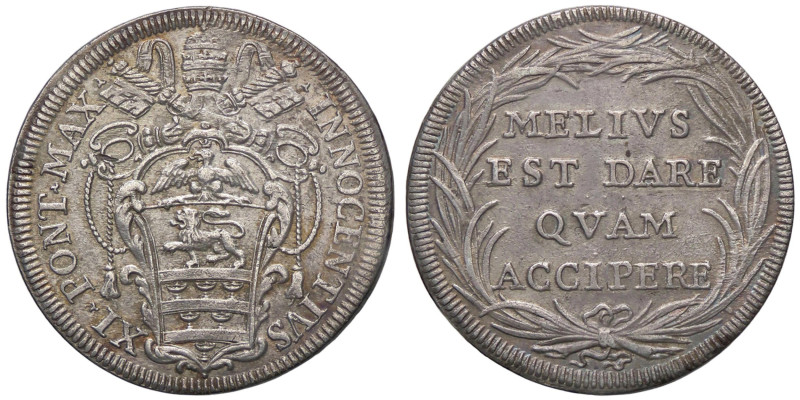 ZECCHE ITALIANE - ROMA - Innocenzo XI (1676-1689) - Testone CNI 197; Munt. 144 R...