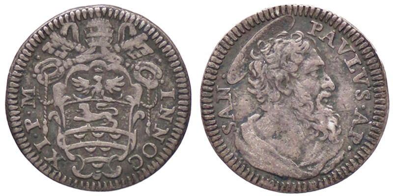 ZECCHE ITALIANE - ROMA - Innocenzo XI (1676-1689) - Mezzo grosso MIR 2033 R (AG ...