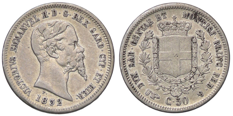 SAVOIA - Vittorio Emanuele II (1849-1861) - 50 Centesimi 1852 T Pag. 420; Mont. ...