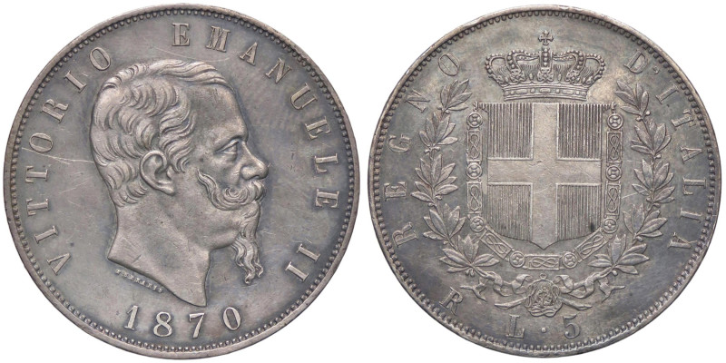 SAVOIA - Vittorio Emanuele II Re d'Italia (1861-1878) - 5 Lire 1870 R Pag. 491; ...