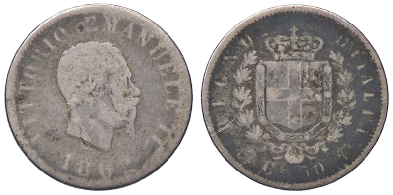 SAVOIA - Vittorio Emanuele II Re d'Italia (1861-1878) - 50 Centesimi 1862 T Stem...