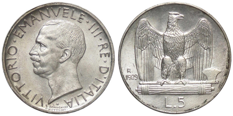 SAVOIA - Vittorio Emanuele III (1900-1943) - 5 Lire 1929 * Aquiletta Pag. 712; M...