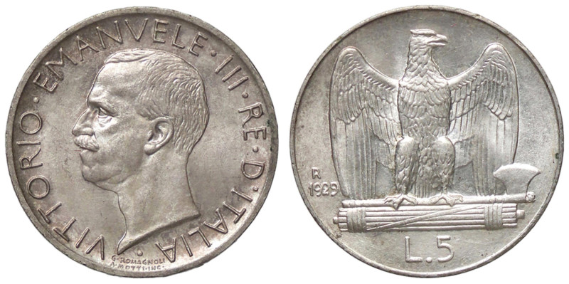 SAVOIA - Vittorio Emanuele III (1900-1943) - 5 Lire 1929 * Aquiletta Pag. 712; M...