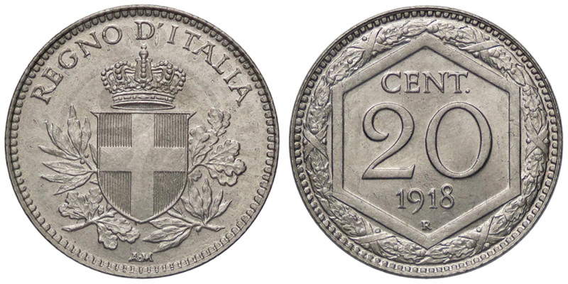 SAVOIA - Vittorio Emanuele III (1900-1943) - 20 Centesimi Esagono 1918 Pag. 850;...