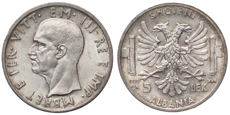 SAVOIA - Albania - 5 Lek 1939 XVII Pag. 992; Mont. 485 AG Colpetto

Status: SP...