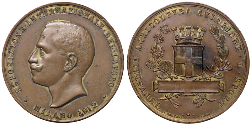 MEDAGLIE - SAVOIA - Vittorio Emanuele III (1900-1943) - Medaglia 1912 - Milano, ...