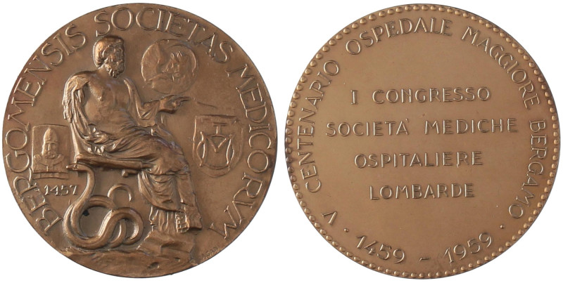 MEDAGLIE - CITTA' - Bergamo - Medaglia 1959 - Congresso società mediche ospitali...