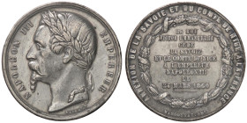 MEDAGLIE ESTERE - FRANCIA - Napoleone III (1852-1870) - Medaglia 1860 - Per la annessione della Savoia e di Nizza alla Francia PB Opus: Caque Ø 50 Col...