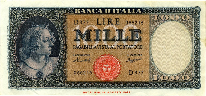 CARTAMONETA - BANCA d'ITALIA - Repubblica Italiana (monetazione in lire) (1946-2...