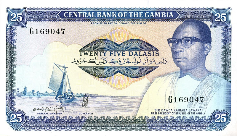 CARTAMONETA ESTERA - GAMBIA - Repubblica - 25 Dalasis Lievi ondulazioni da mazze...