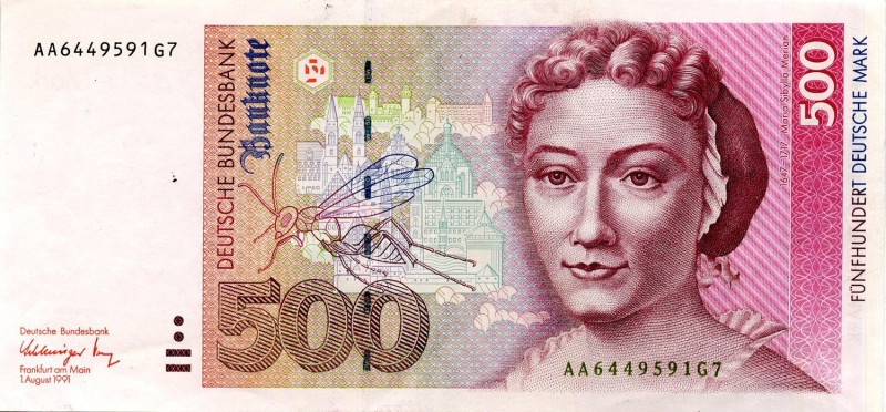 CARTAMONETA ESTERA - GERMANIA - Repubblica Federale (1949) - 500 Marchi 01/08/19...