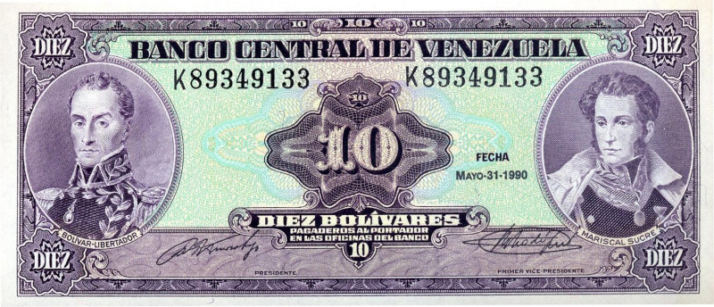 LOTTI - Cartamoneta-Estera VENEZUELA - 10 bolivares 1990, lotto di 50 biglietti ...