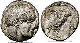 ATTICA. Athens. Ca. 440-404 BC. AR tetradrachm (23mm, 17.21 gm, 11h). NGC Choice AU 4/5 - 4/5, die shift. Mid-mass coinage issue. Head of Athena right...