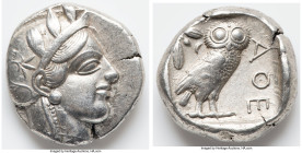ATTICA. Athens. Ca. 440-404 BC. AR tetradrachm (24mm, 17.12 gm, 5h). VF. Mid-mass coinage issue. Head of Athena right, wearing earring, necklace, and ...