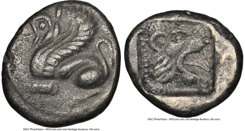 TROAS. Assus. Ca. 500-450 BC. AR drachm (14mm, 1h). NGC Choice VF. Griffin sprin...