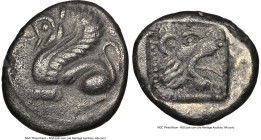 TROAS. Assus. Ca. 500-450 BC. AR drachm (14mm, 1h). NGC Choice VF. Griffin springing left / Head of lion right within incuse square. BMC 1. HID0980124...