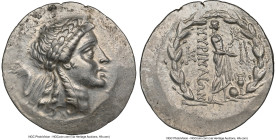 AEOLIS. Myrina. Ca. mid-2nd century BC. AR tetradrachm (34mm, 16.58 gm, 12h). NGC AU 4/5 - 3/5, brushed. Laureate head of Apollo right / MYPINAIΩN, Ap...