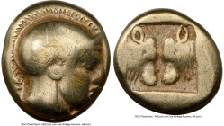 LESBOS. Mytilene. Ca. 454-427 BC. EL sixth-stater or hecte (10mm, 2.44 gm, 2h). NGC VG 4/5 - 2/5, scratches. Head of Athena right wearing crested Atti...